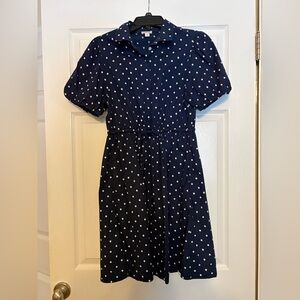 J. Crew Navy Dress with White Polka Dots